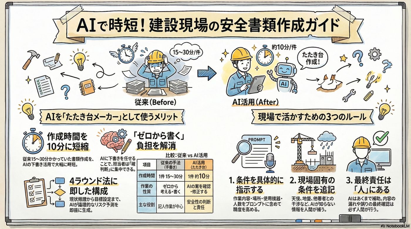 建設現場の安全書類をAIで自動作成｜KY表・作業手順書が10分で完成