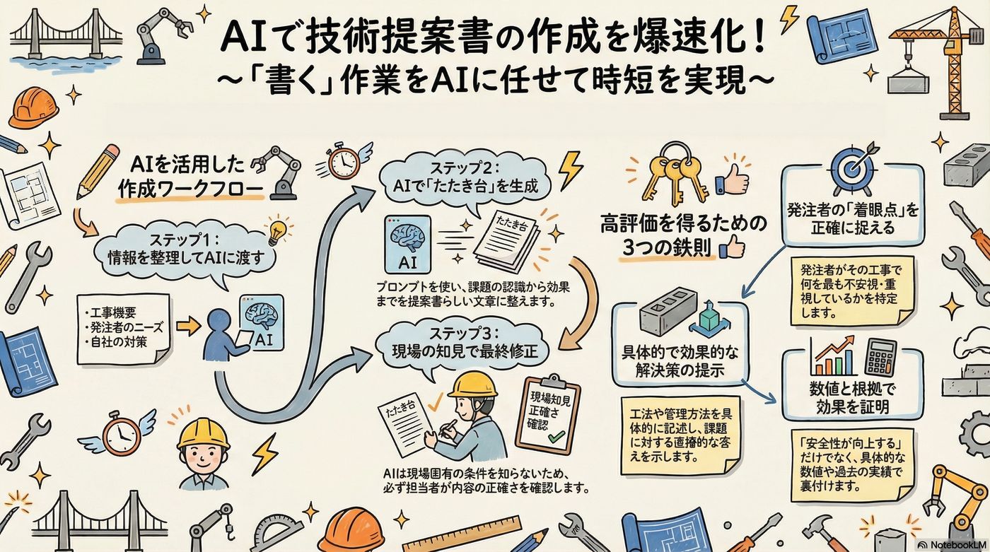 技術提案書のたたき台をAIで作る｜建設業の文書作成を大幅時短するプロンプト公開